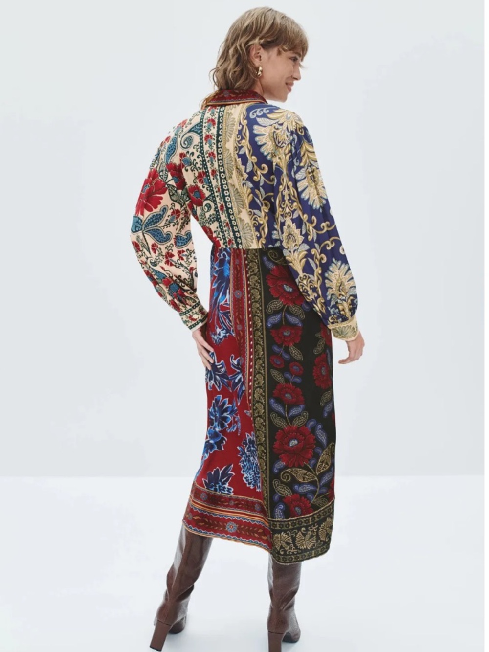 Farm Rio Navy Winter Mix Midi Dress - Picture 3 of 8